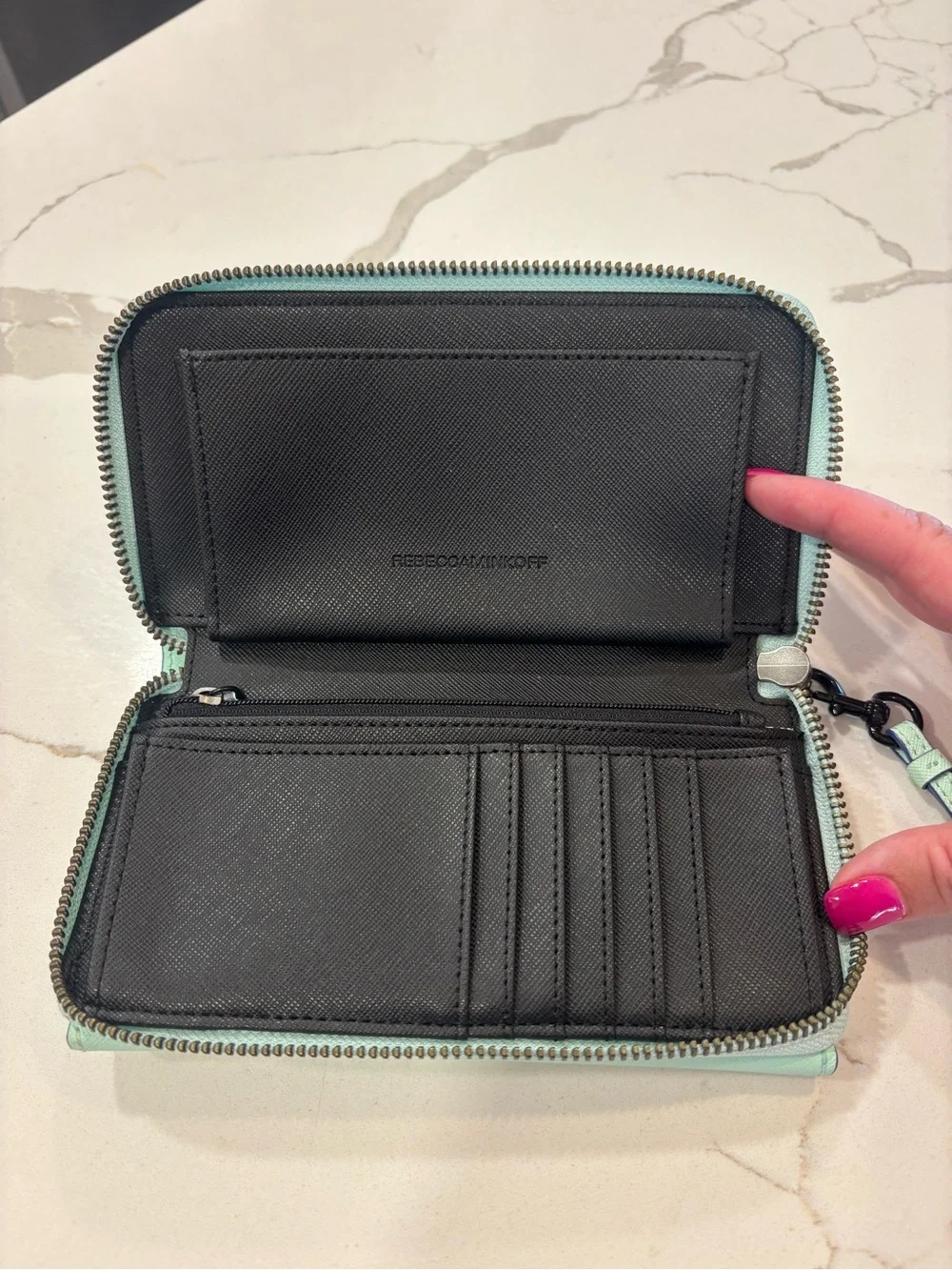 Rebecca Minkoff Mint Saffiano Wristlet Clutch